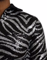 Black Silver Sequined Polyester Sweater 5