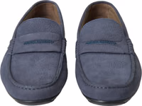 Blue Calf Leather Slip On Moccasin Shoes 1