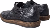 Black Woven Goat Leather Lace Up Derby Shoes 3