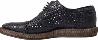 Black Woven Goat Leather Lace Up Derby Shoes 4