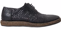 Black Woven Goat Leather Lace Up Derby Shoes 5