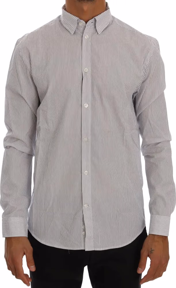White Blue Striped Casual Cotton Regular Fit Shirt