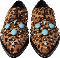 Brown Leopard Hair Crystal Dress Broque Shoes 1