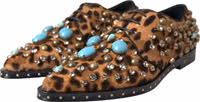 Brown Leopard Hair Crystal Dress Broque Shoes 2