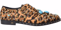 Brown Leopard Hair Crystal Dress Broque Shoes 5