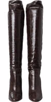 Brown Exotic Leather Heels High Boots Shoes 1