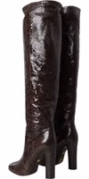 Brown Exotic Leather Heels High Boots Shoes 3