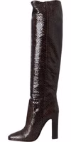 Brown Exotic Leather Heels High Boots Shoes 4