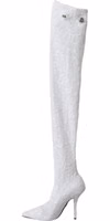 White Heels Stiletto Knee High Boots Shoes 3