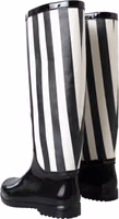 Black Rubber Knee High Flat Boots Shoes 3