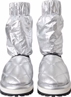 Metallic Silver Quilted Logo Patch Boot Shoes 1