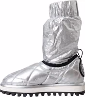 Metallic Silver Quilted Logo Patch Boot Shoes 4