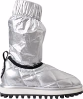 Metallic Silver Quilted Logo Patch Boot Shoes 5