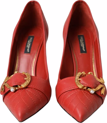 Red Devotion Leather Heels Pumps Shoes