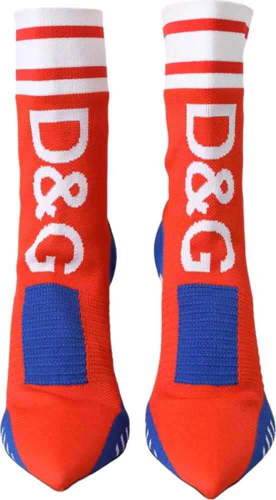 Red Blue Stretch Sock Style Ankle Boots Logo Shoes