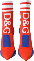 Red Blue Stretch Sock Style Ankle Boots Logo Shoes 1