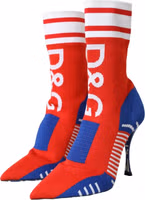 Red Blue Stretch Sock Style Ankle Boots Logo Shoes 2