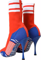 Red Blue Stretch Sock Style Ankle Boots Logo Shoes 3