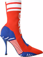 Red Blue Stretch Sock Style Ankle Boots Logo Shoes 4