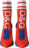 Red Blue Stretch Sock Style Short Boots Logo Shoes 1