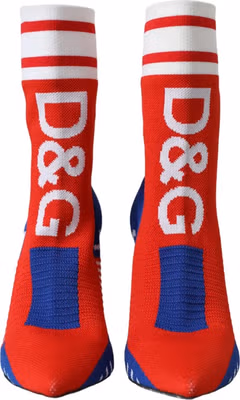 Red Blue Stretch Sock Style Short Boots Logo Shoes