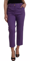 Purple Cotton MidWaist Straight Cropped Pants 1