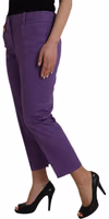 Purple Cotton MidWaist Straight Cropped Pants 2