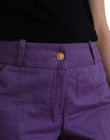 Purple Cotton MidWaist Straight Cropped Pants 4