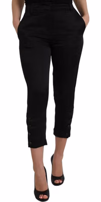 Black High Waist Capri Cropped Pants