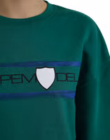 Green Cotton Logo Print Long Sleeves Pullover Sweater 5