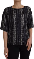 Black Key Castle Print Silk Blouse T-shirt 1