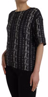 Black Key Castle Print Silk Blouse T-shirt 2