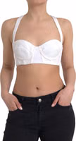White Viscose Bustier Sleeveless Cropped Top 1