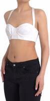 White Viscose Bustier Sleeveless Cropped Top 2