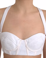 White Viscose Bustier Sleeveless Cropped Top 4