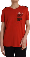 Red Cotton Graphic Print Crew Neck T-shirt 1