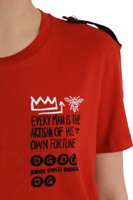 Red Cotton Graphic Print Crew Neck T-shirt 5