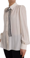 Off White Long Sleeve Button Down Blouse Top 2