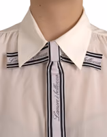 Off White Long Sleeve Button Down Blouse Top 4