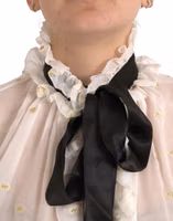 Off White Silk Blend Ascot Collar Blouse Top 4
