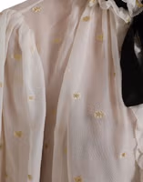 Off White Silk Blend Ascot Collar Blouse Top 5