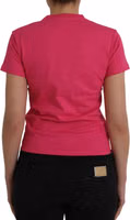 Pink Cotton Crew Neck Short Sleeves Tee T-shirt 3