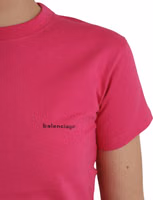 Pink Cotton Crew Neck Short Sleeves Tee T-shirt 5