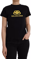 Black Cotton Logo Print Crew Neck Short Sleeves T-shirt 1