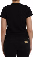 Black Cotton Logo Print Crew Neck Short Sleeves T-shirt 3