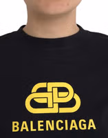 Black Cotton Logo Print Crew Neck Short Sleeves T-shirt 4