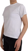 White Cotton Crew Neck Short Sleeves T-shirt 2