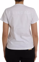 White Cotton Crew Neck Short Sleeves T-shirt 3
