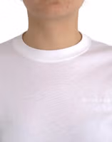 White Cotton Crew Neck Short Sleeves T-shirt 4