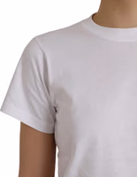 White Cotton Crew Neck Short Sleeves T-shirt 5